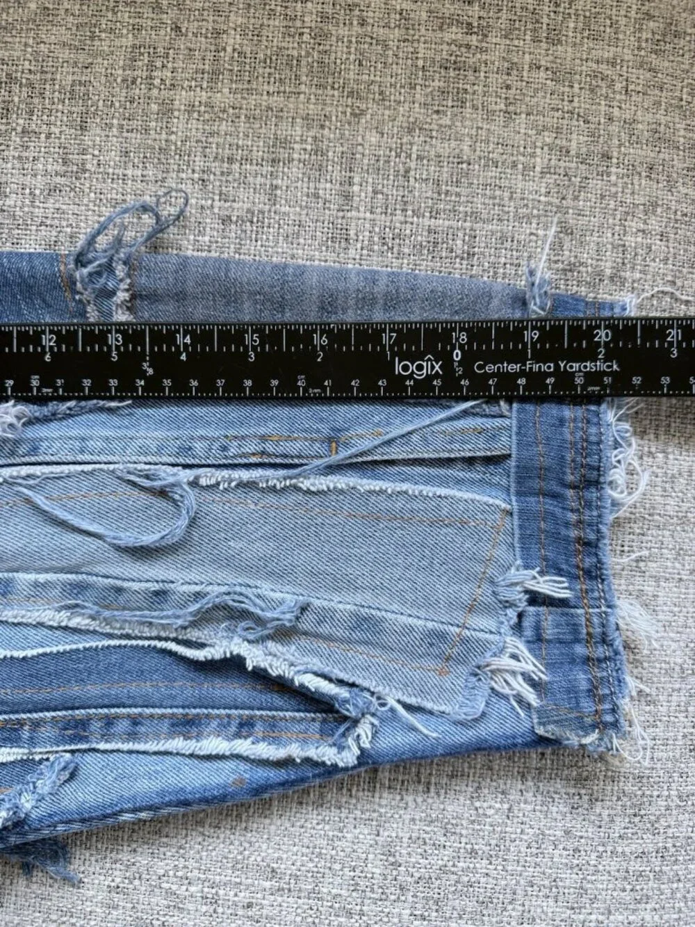 Vtg Reworked Denim Jacket Unique Upcycled Streetwear Jean Blue 90s y2k Sz M/L